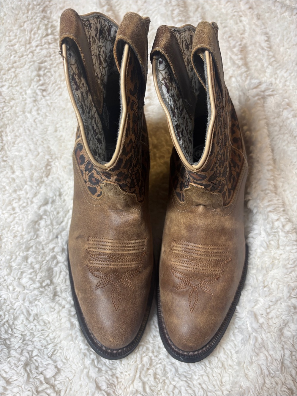 Laredo Brown Western Floral-Print Ankle Boots
